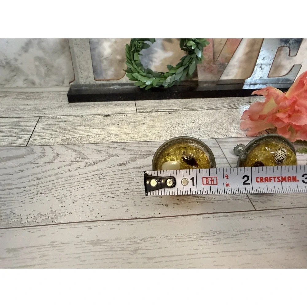 Set of 2 Vintage Resin Drawer Pulls w Suspended Shells Drawer Pull Cabinet Knobs